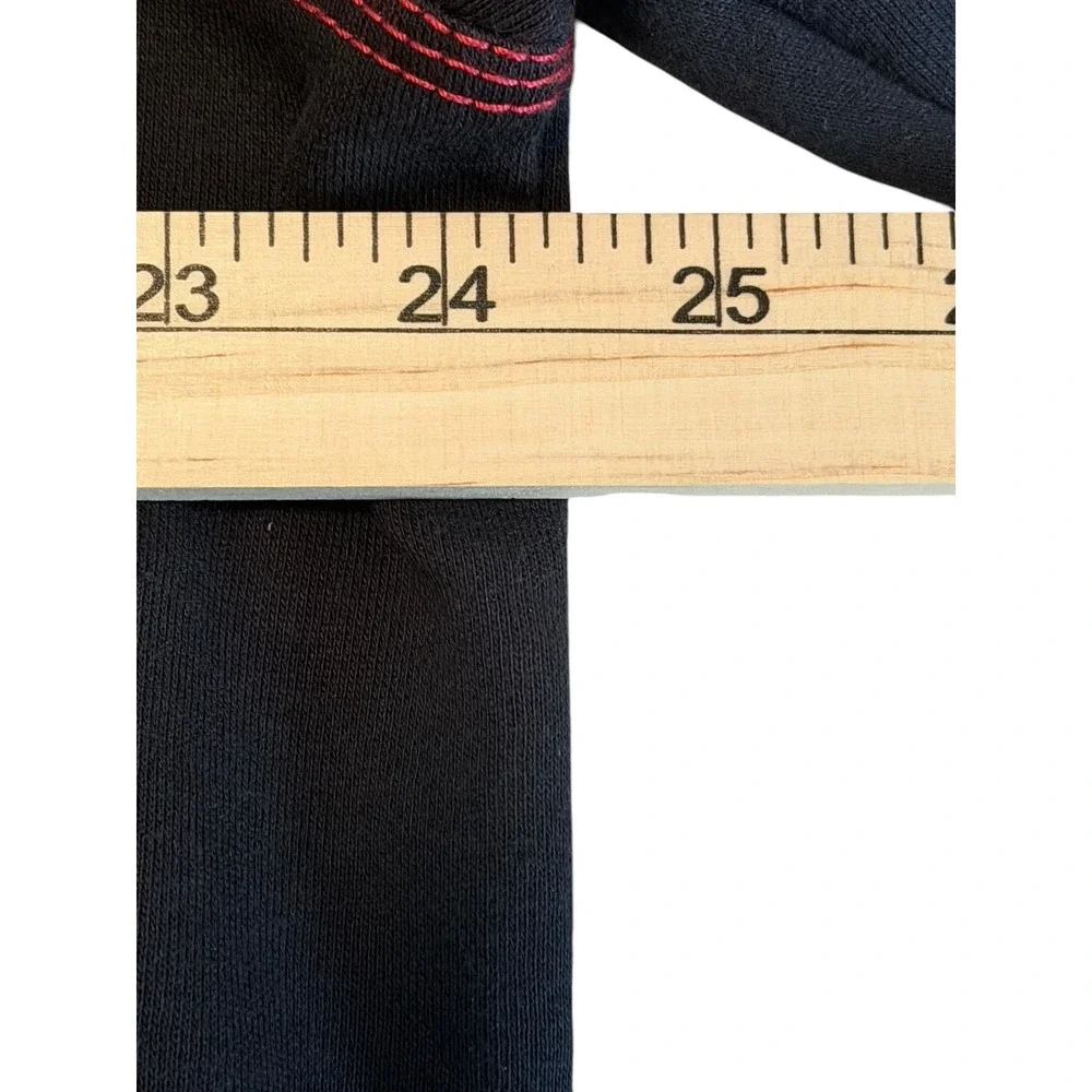 True Religion Full Zip Hoodie Mens XXL 2X Black Red Stitching Buddha Logo Y2K